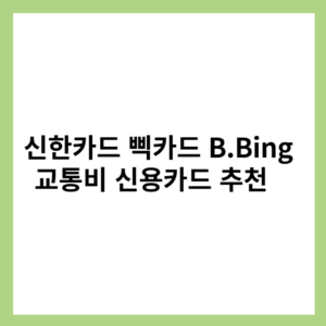 신한카드 B.Bing 교통비 신용카드 추천 